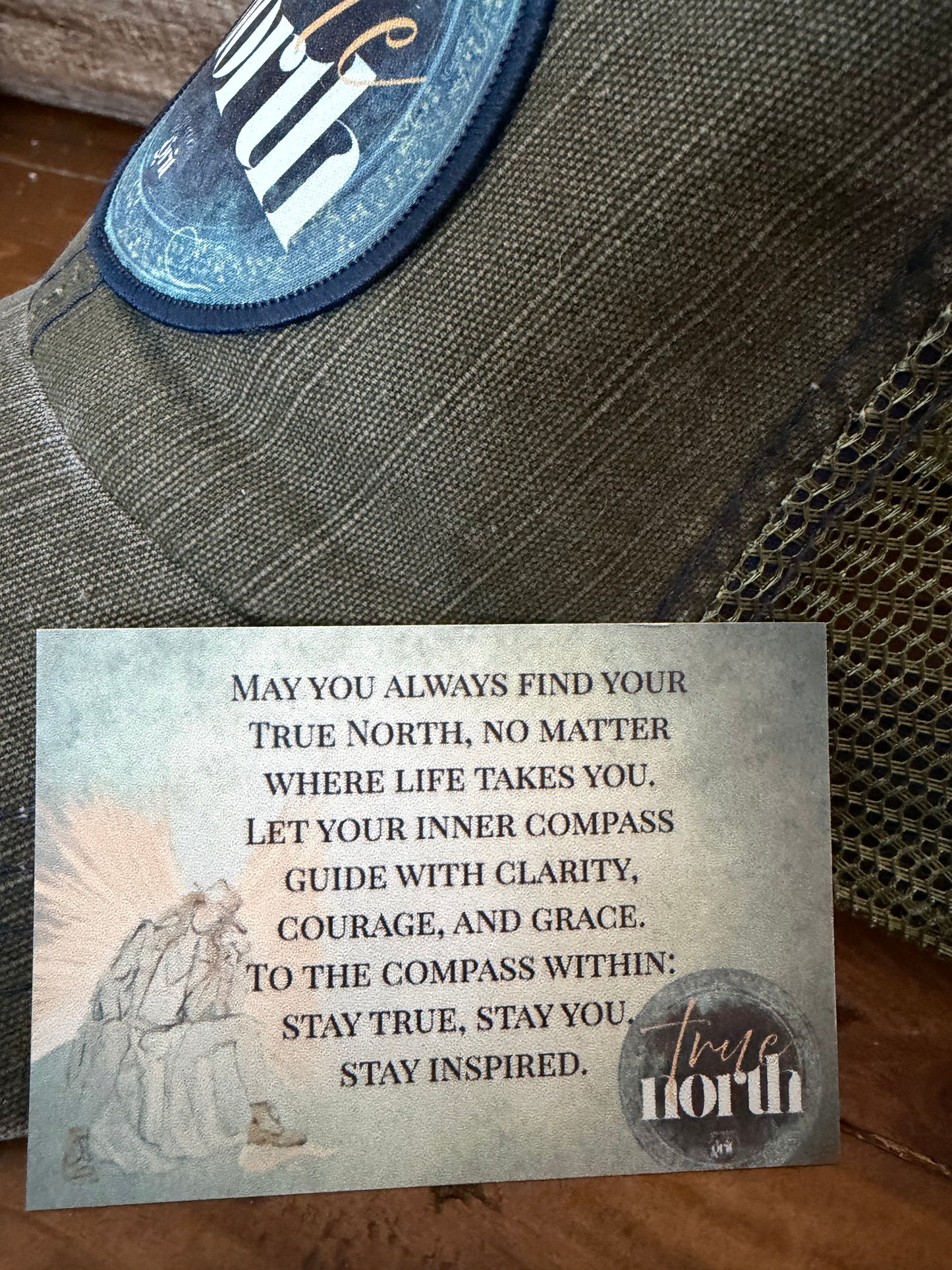 Distressed Trucker Hats - Vintage Cotton, Unstructured, Washed, Velcro Closure, Patches with Inspiring Messages - True North