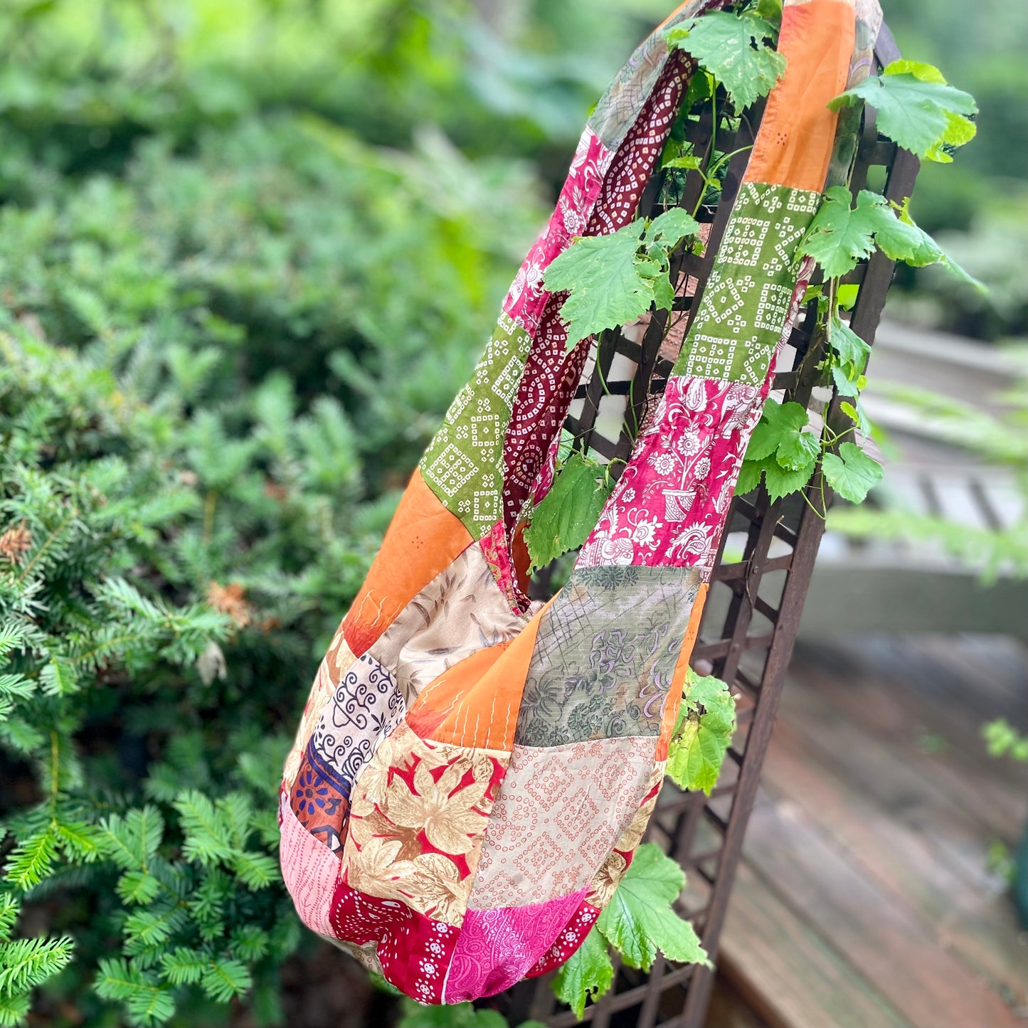 Silk Sari Reversible Hobo Bag