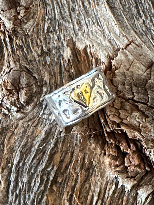 Golden Heart Sterling Silver Ring