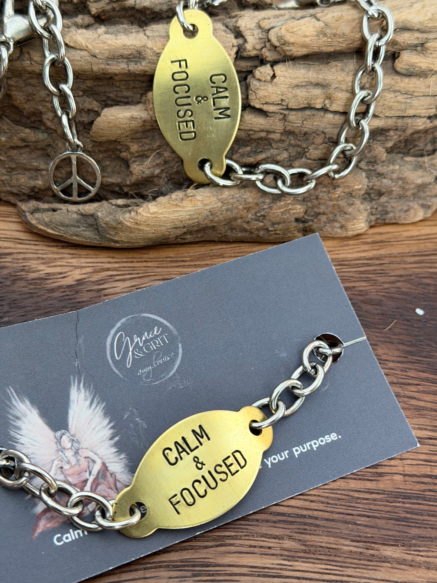 Grace & Grit Affirmation Bracelet – Hand-Stamped Brass Tag