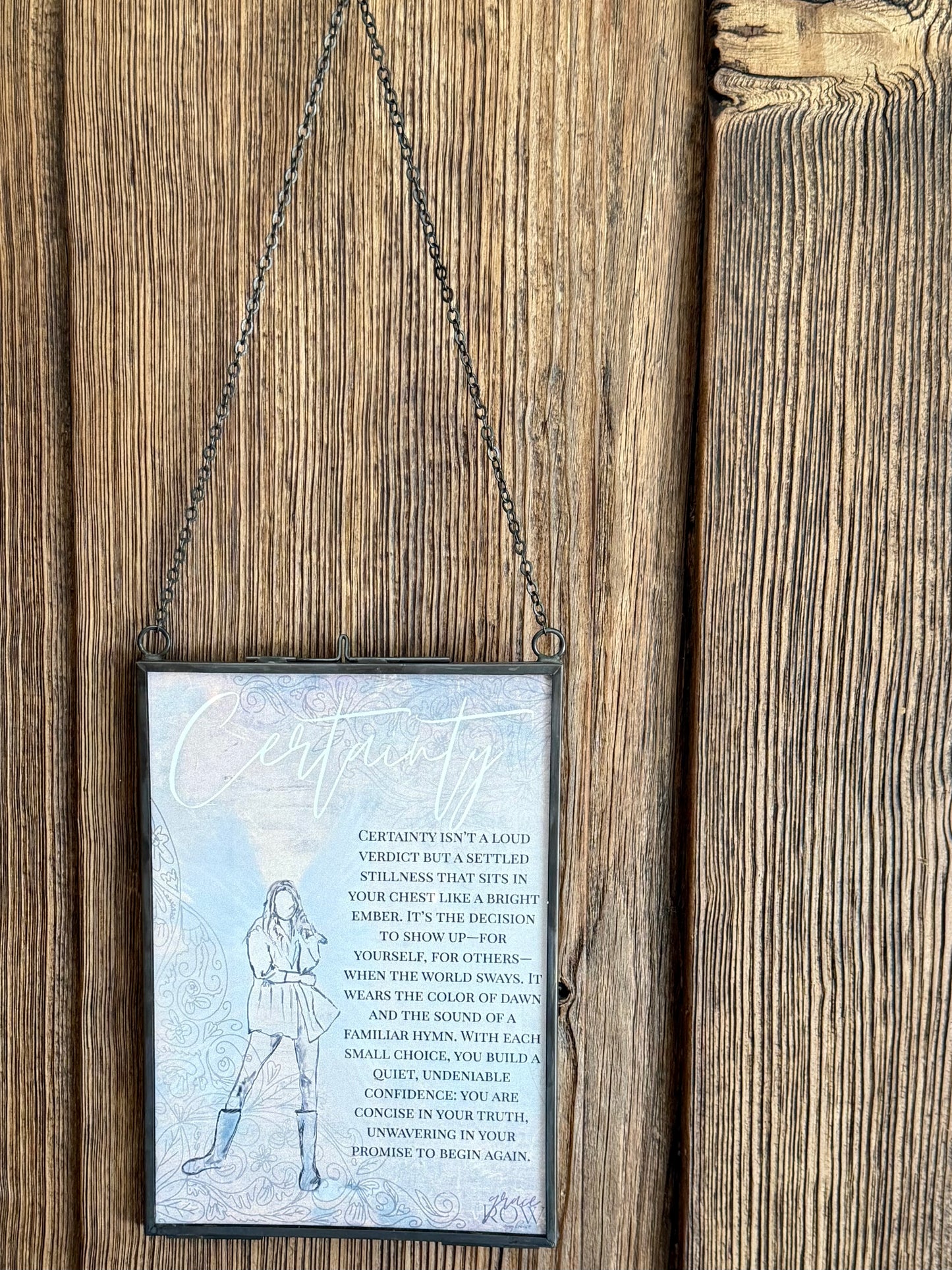 Certainty – Angel Illustration for Trust & Faith | Grace Row 5x7 Art Print | Floating Glass Frame Spiritual Decor