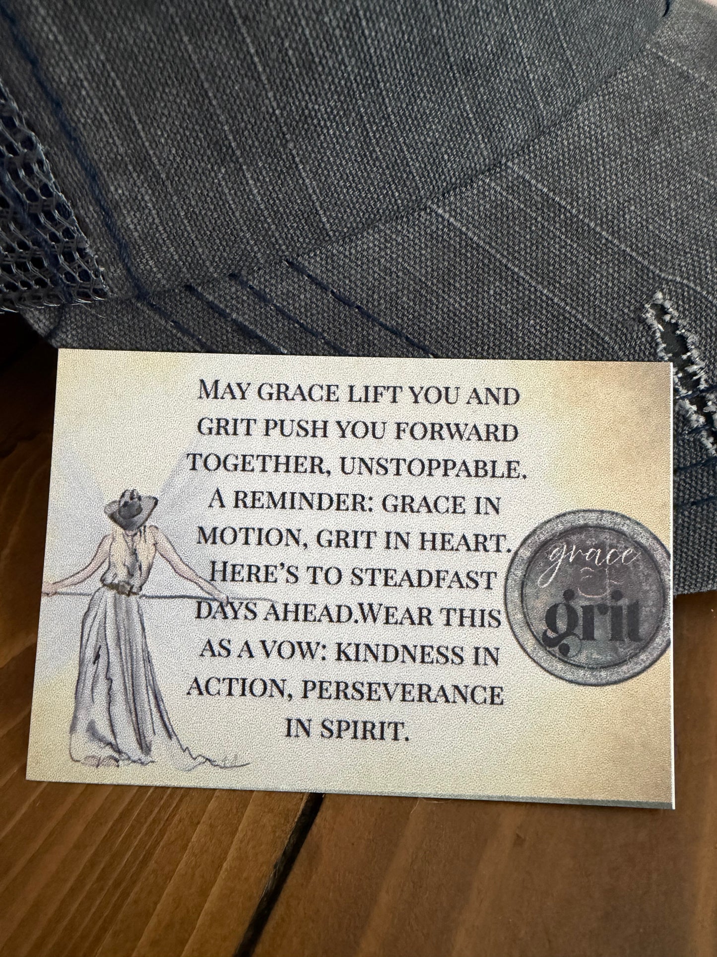 Distressed Trucker Hats - Vintage Cotton, Unstructured, Washed, Velcro Closure, Patches with Inspiring Messages - Grace & Grit