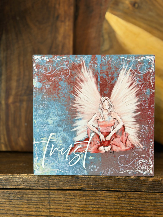 Trust 7x7 Composite Wood Art Sign – Barefoot Angel