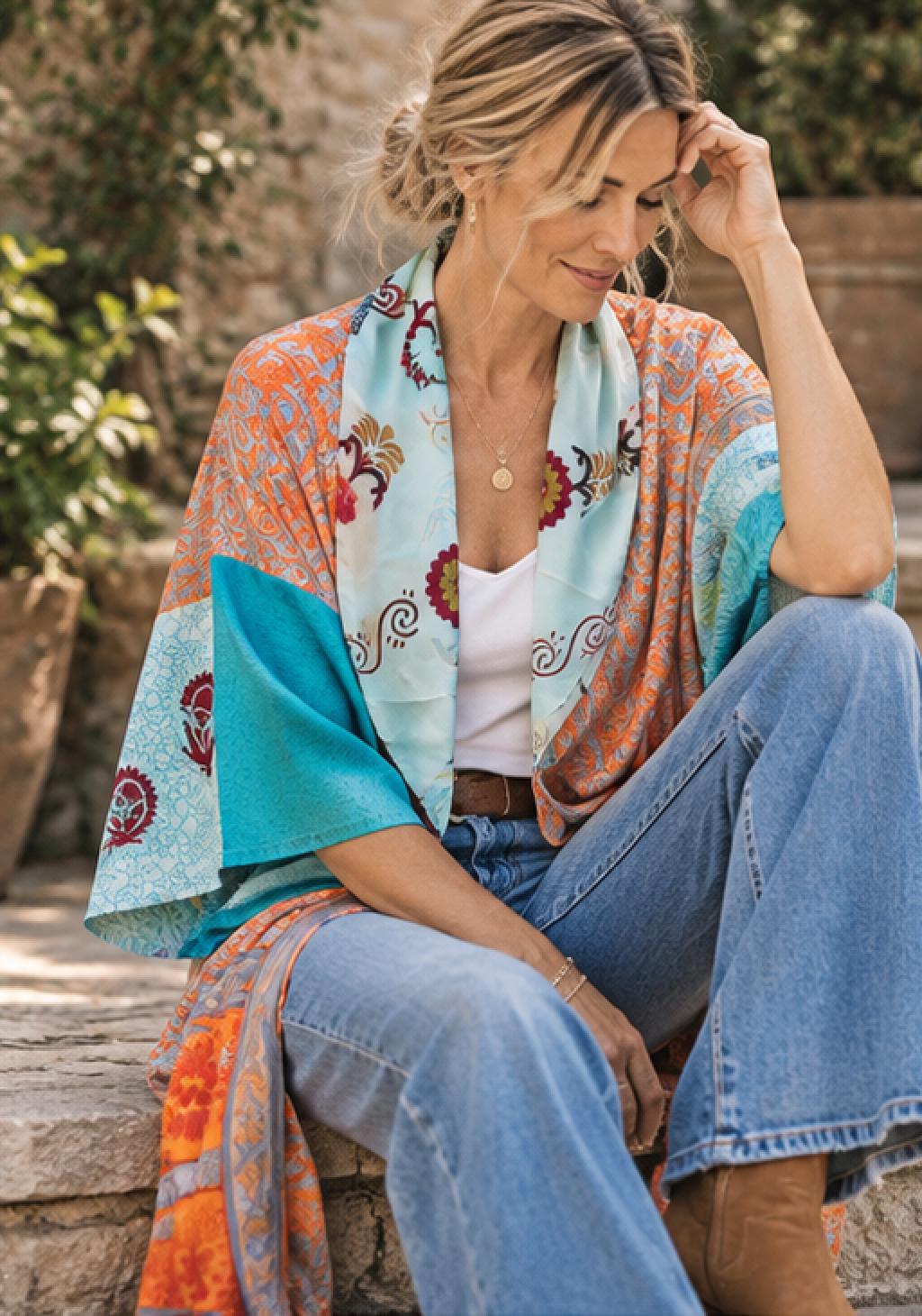 Wanderlust Recycled Silk Duster -  Desert Sky- One of a Kind